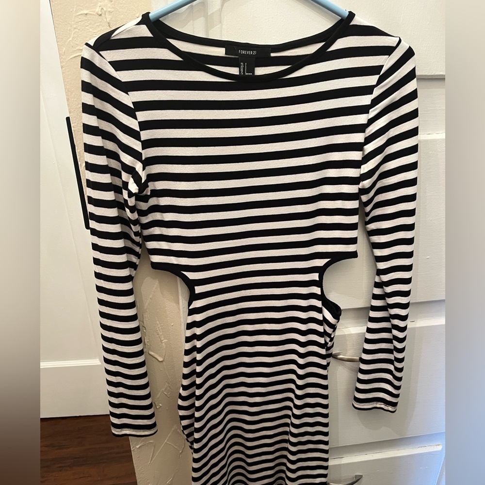Black and White Soft Stretchy cut out Dress - Forever 21
